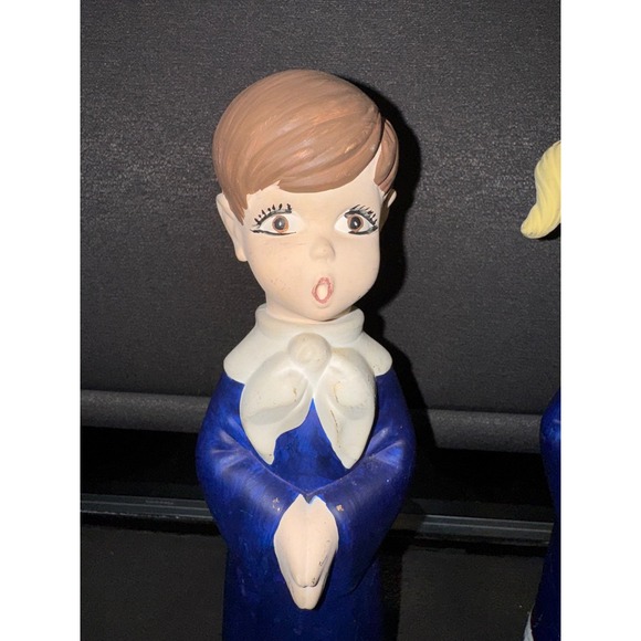 Vintage Ceramic Choir Boy & Girl Singing hand painted Christmas - Picture 2 of 13